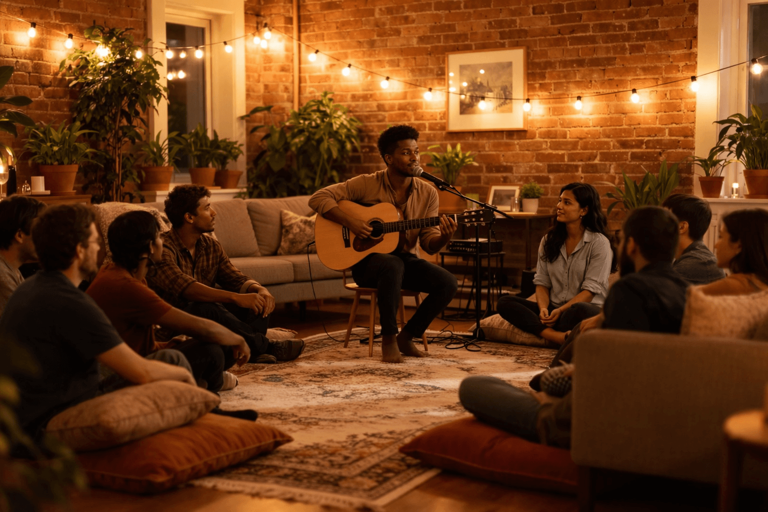Fans enjoying a house concert